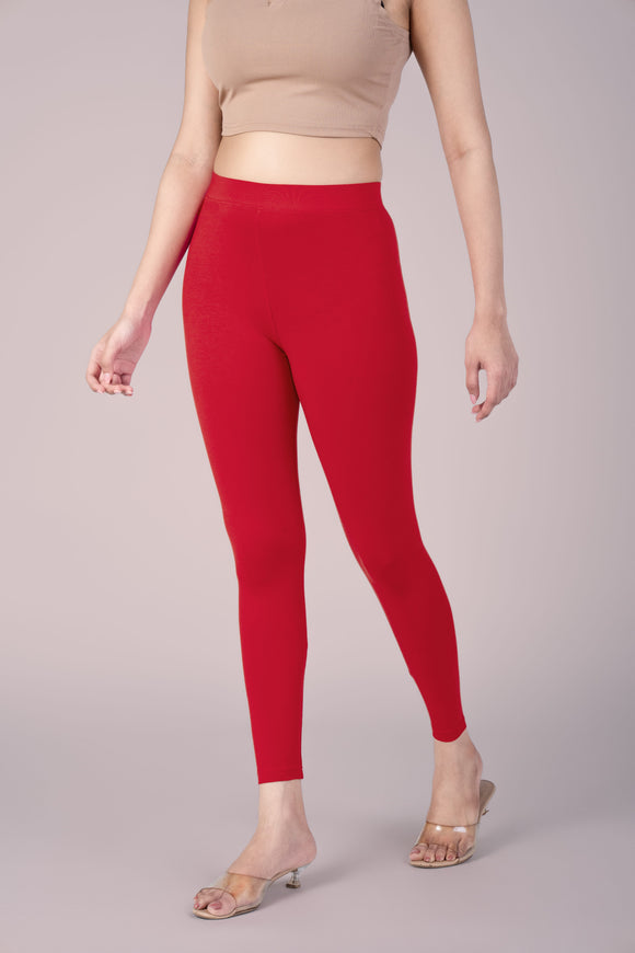 SlimFlow™ Candy Red Ankle Length Leggings