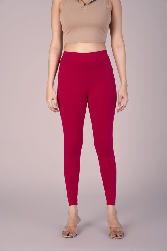 SlimFlow™ Red Maroon Ankle Length Leggings