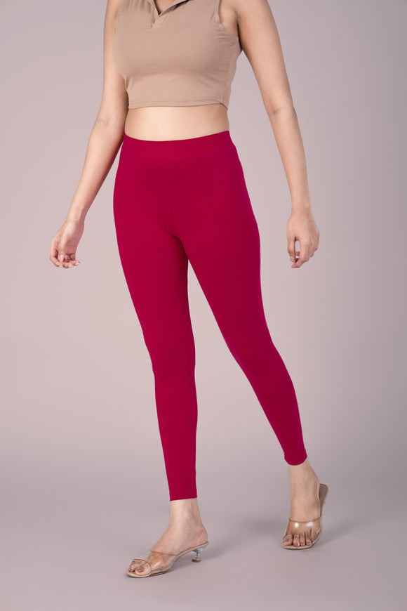 SlimFlow™ Red Maroon Ankle Length Leggings