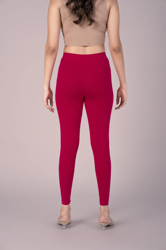 SlimFlow™ Red Maroon Ankle Length Leggings