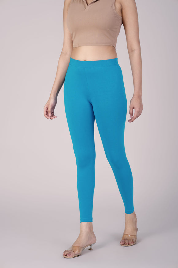 SlimFlow™ Turquoise Blue Ankle Length Leggings