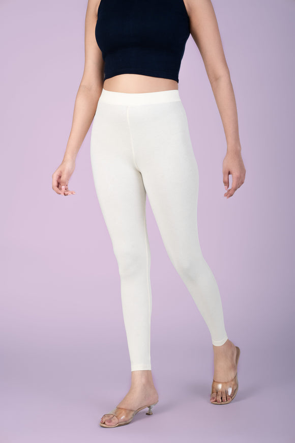 SlimFlow™ Cream Ankle Length Leggings