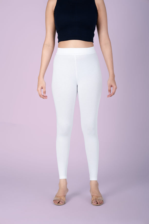 SlimFlow™ White Ankle Length Leggings