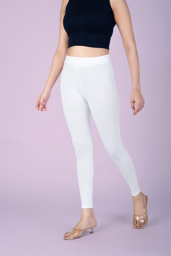 SlimFlow™ White Ankle Length Leggings