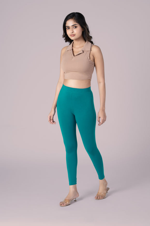 SlimFlow™ Petrol Blue Ankle Length Leggings