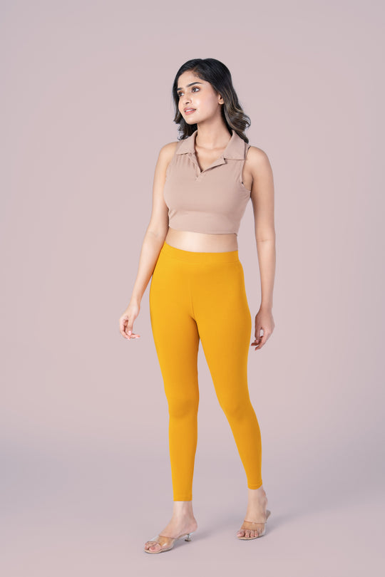 SlimFlow™ Golden Yellow Ankle Length Leggings