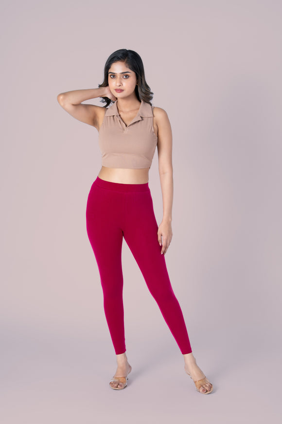 SlimFlow™ Red Maroon Ankle Length Leggings