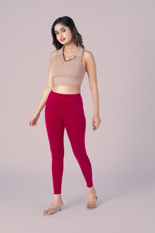 SlimFlow™ Red Maroon Ankle Length Leggings