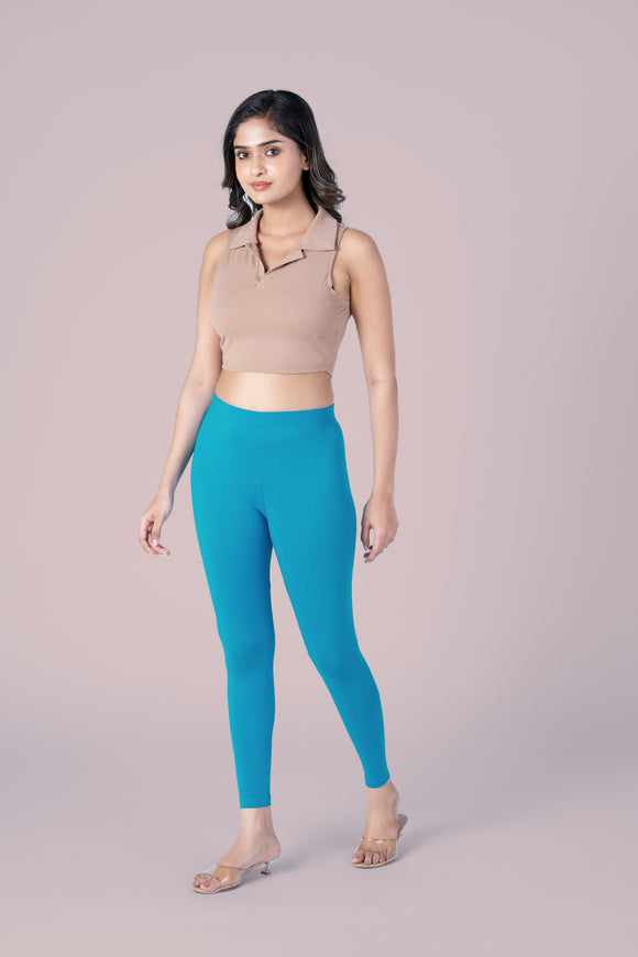 SlimFlow™ Turquoise Blue Ankle Length Leggings