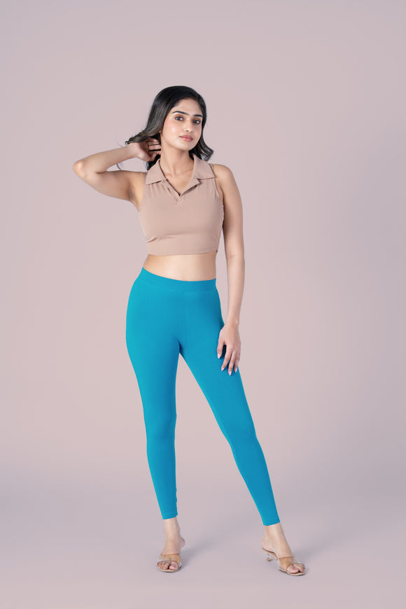 SlimFlow™ Turquoise Blue Ankle Length Leggings