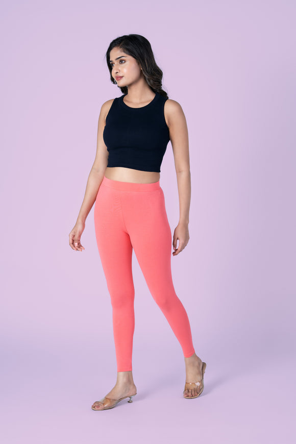 SlimFlow™ Light Coral Ankle Length Leggings
