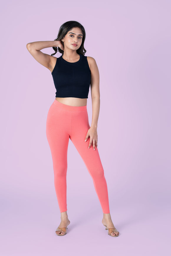 SlimFlow™ Light Coral Ankle Length Leggings