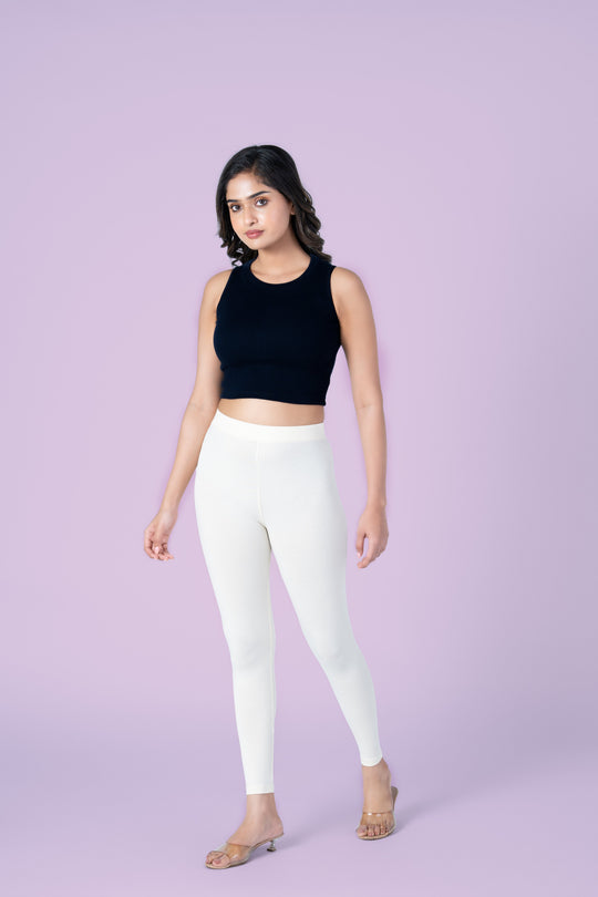 SlimFlow™ Cream Ankle Length Leggings