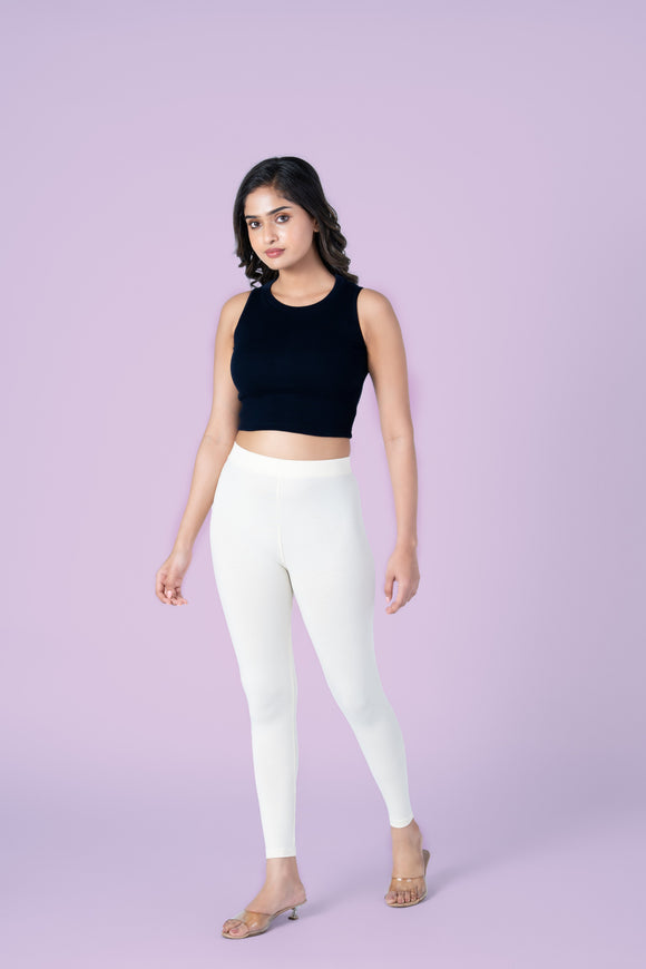 SlimFlow™ Cream Ankle Length Leggings