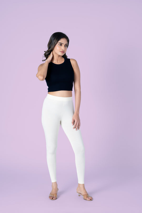 SlimFlow™ Cream Ankle Length Leggings