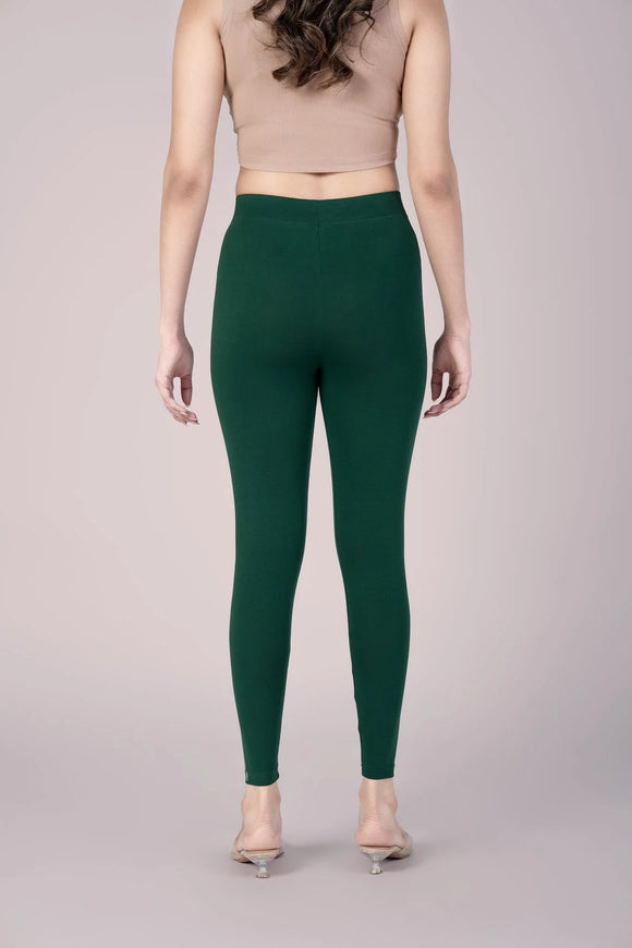 SlimFlow™ Bottle Green Ankle Length Leggings - Product Image