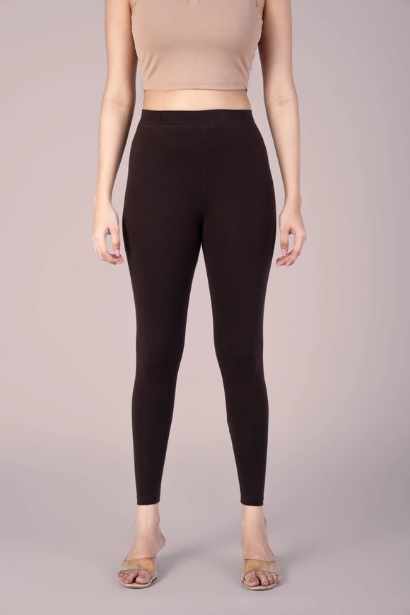 SlimFlow™ Coffee Ankle Length Leggings - Product Image