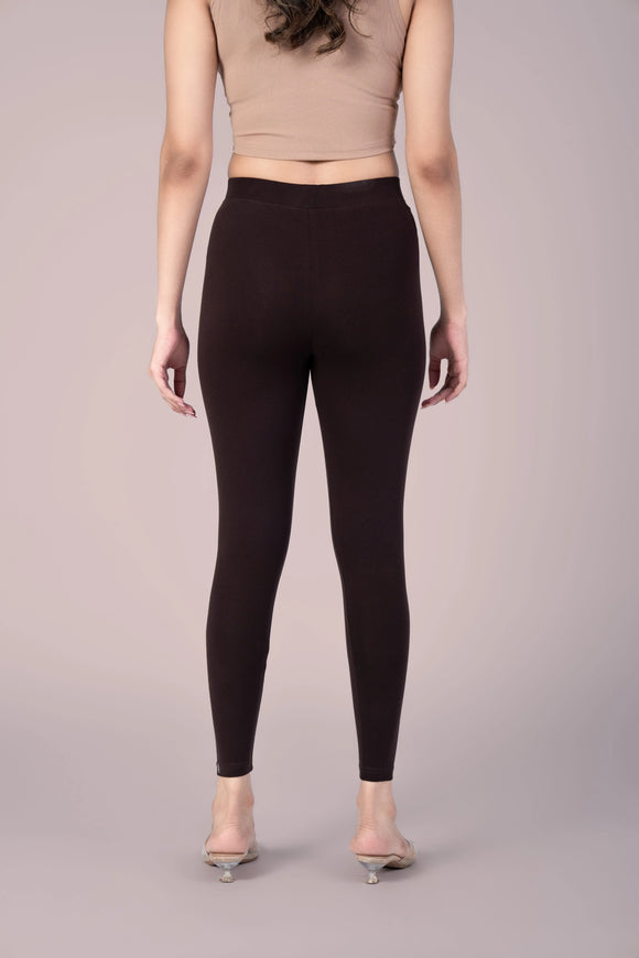SlimFlow™ Coffee Ankle Length Leggings - Product Image