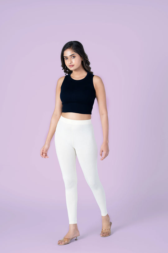 SlimFlow™ Cream Ankle Length Leggings