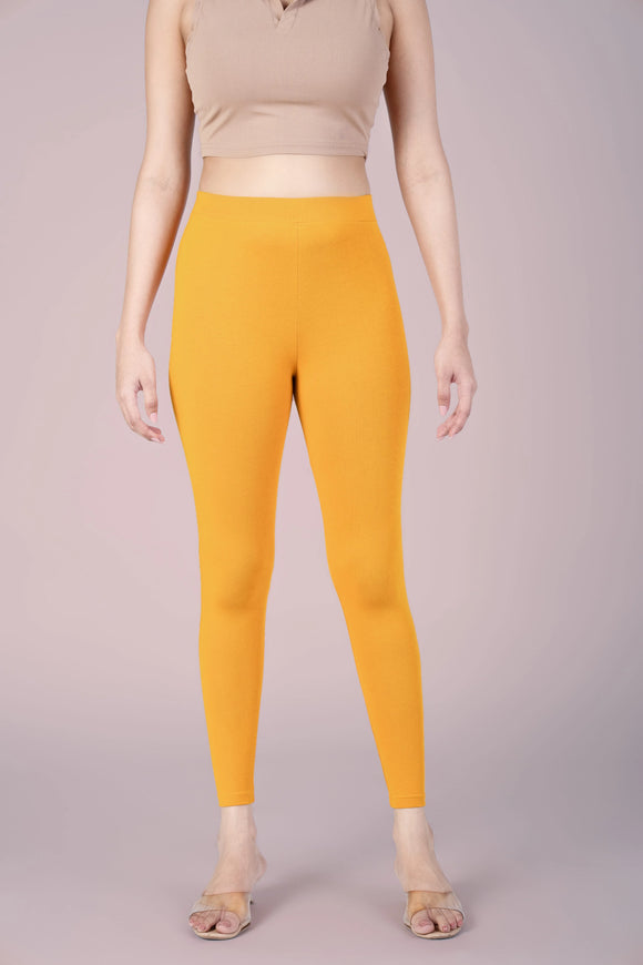 SlimFlow™ Golden Yellow Ankle Length Leggings - Product Image