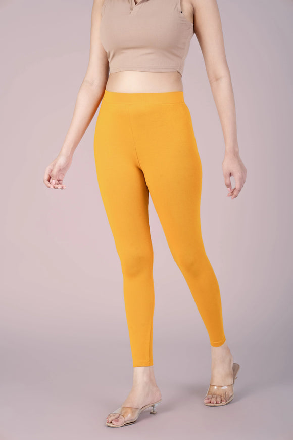 SlimFlow™ Golden Yellow Ankle Length Leggings - Product Image