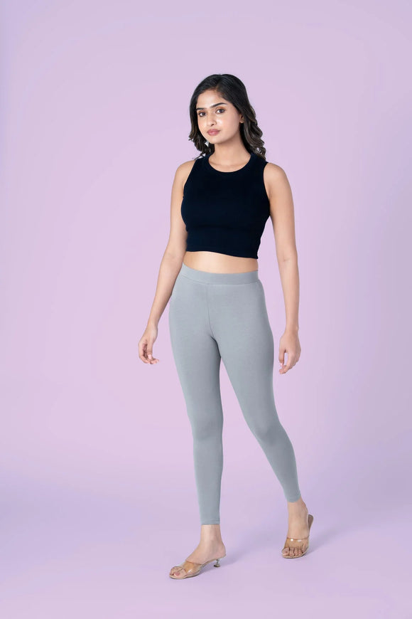 SlimFlow™ Grey Ankle Length Leggings - Product Image