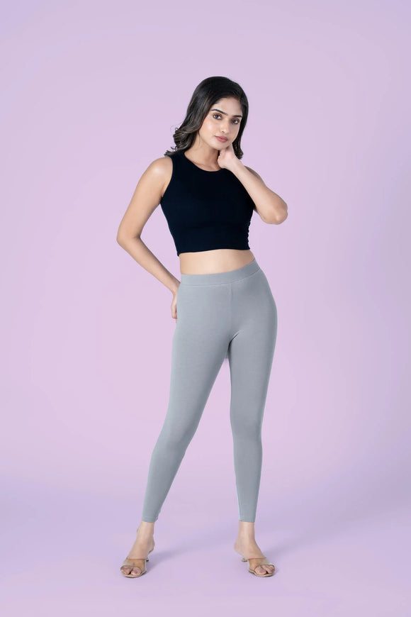 SlimFlow™ Grey Ankle Length Leggings - Product Image