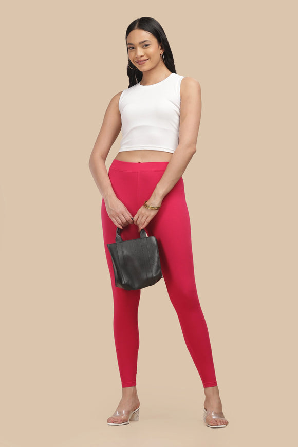 SlimFlow™ Hot Pink Ankle Length Leggings - Product Image