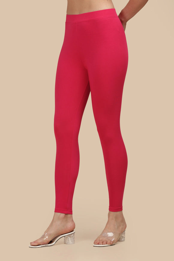 SlimFlow™ Hot Pink Ankle Length Leggings - Product Image