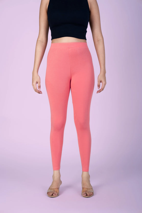 SlimFlow™ Light Coral Ankle Length Leggings - Product Image