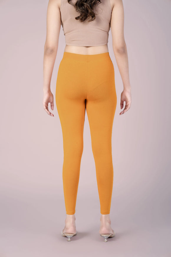 SlimFlow™ Mustard Ankle Length Leggings - Product Image