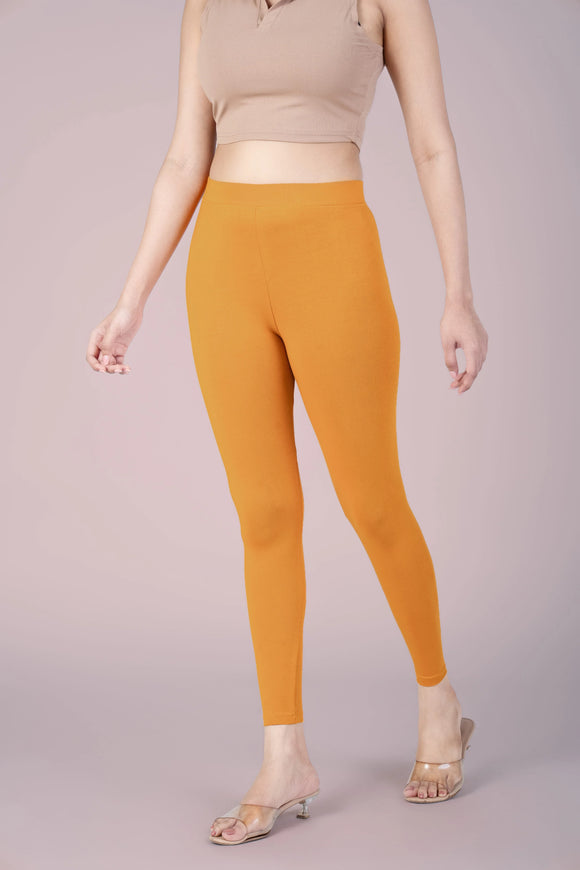 SlimFlow™ Mustard Ankle Length Leggings - Product Image