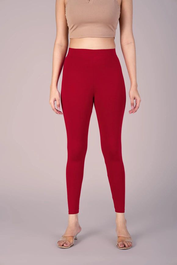 SlimFlow™ Red Ankle Length Leggings - Product Image