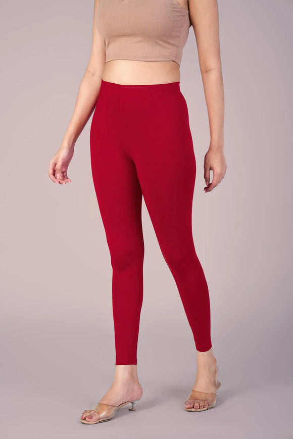 SlimFlow™ Red Ankle Length Leggings - Product Image