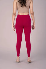 SlimFlow™ Red Maroon Ankle Length Leggings - Product Image