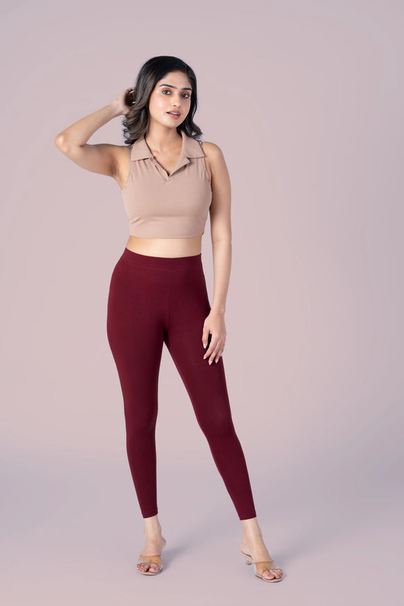 SlimFlow™ Rose Wood Ankle Length Leggings - Product Image