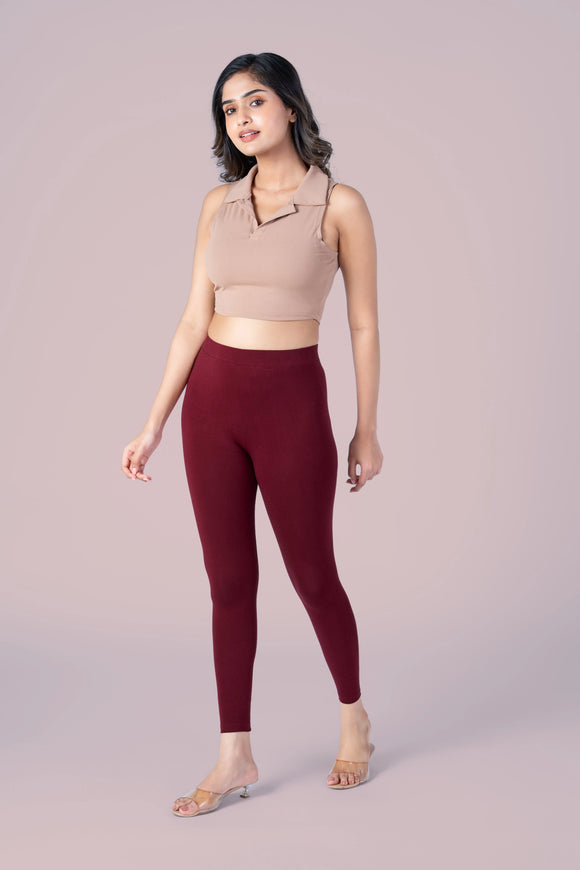 SlimFlow™ Rose Wood Ankle Length Leggings - Product Image