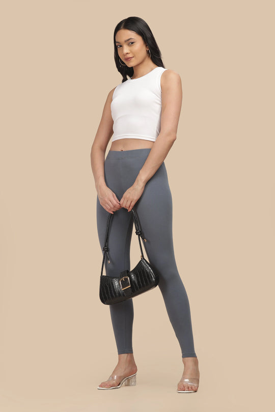 SlimFlow™ Steel Grey Ankle Length Leggings