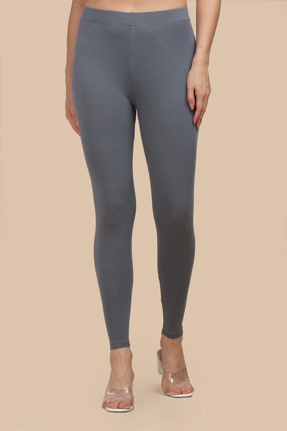 SlimFlow™ Steel Grey Ankle Length Leggings - Product Image