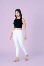 SlimFlow™ White Ankle Length Leggings - Product Image