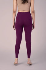 SlimFlow™ Wine Ankle Length Leggings - Product Image